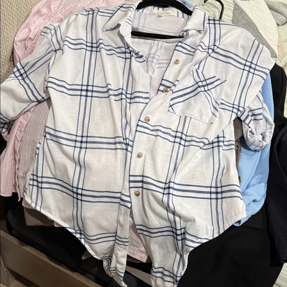 Eden & Olivia Kids Blue and White Checkered Shirt